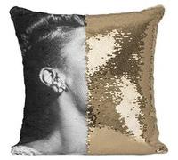 Fabulous Housse de Coussin à Sequin - Paillettes Doré Billie Holiday Chanteuse [40 x 40 cm] Doré G