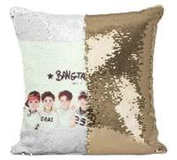 Fabulous Housse de Coussin à Sequin - Paillettes Doré BTS Happy 1st Anniversary [40 x 40 cm] Doré G