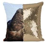 Fabulous Housse de Coussin à Sequin - Paillettes Doré Buse de Harris Rapace [40 x 40 cm] Doré G