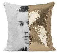 Fabulous Housse de Coussin à Sequin - Paillettes Doré Buster Keaton Acteur Hollywood [40 x 40 cm] Doré G