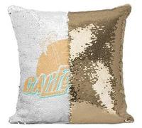 Fabulous Housse de Coussin à Sequin - Paillettes Doré California Palmier [40 x 40 cm] Doré G