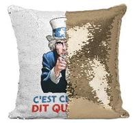 Fabulous Housse de Coussin à Sequin - Paillettes Doré C'est Celui qui Dit qui l'Est [40 x 40 cm] Doré G