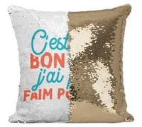 Fabulous Housse de Coussin à Sequin - Paillettes Doré C'est très bon mais j'ai plus faim [40 x 40 cm] Doré G