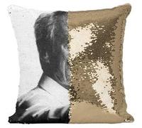 Fabulous Housse de Coussin à Sequin - Paillettes Doré Clint Eastwood Acteur 3 [40 x 40 cm] Doré G