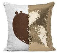 Fabulous Housse de Coussin à Sequin - Paillettes Doré Coeur Ours [40 x 40 cm] Doré G