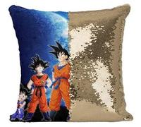 Fabulous Housse de Coussin à Sequin - Paillettes Doré Dragon Ball Évolution de Son Goku Kakarot [40 x 40 cm] Doré G