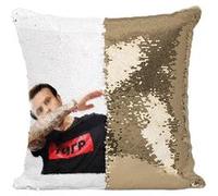 Fabulous Housse de Coussin à Sequin - Paillettes Doré Emmanuel Macron Dab [40 x 40 cm] Doré G
