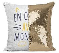 Fabulous Housse de Coussin à Sequin - Paillettes Doré En Couple avec mon Chat [40 x 40 cm] Doré G
