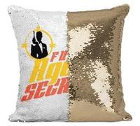Fabulous Housse de Coussin à Sequin - Paillettes Doré Futur Agent Secret [40 x 40 cm] Doré G