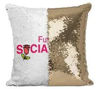 Fabulous Housse de Coussin à Sequin - Paillettes Doré Futur Socialiste [40 x 40 cm] Doré G