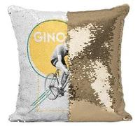 Fabulous Housse de Coussin à Sequin - Paillettes Doré Gino Bartali Vintage [40 x 40 cm] Doré G