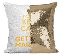 Fabulous Housse de Coussin à Sequin - Paillettes Doré I Can't Keep Calm I'm Getting Married [40 x 40 cm] Doré G