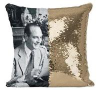 Fabulous Housse de Coussin à Sequin - Paillettes Doré Jacques et Bernadette Chirac [40 x 40 cm] Doré G