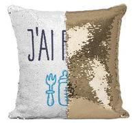 Fabulous Housse de Coussin à Sequin - Paillettes Doré J'ai Faim Biberon [40 x 40 cm] Doré G