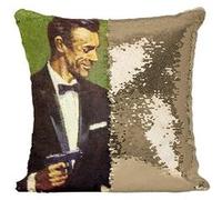 Fabulous Housse de Coussin à Sequin - Paillettes Doré James Bond 007 Sean Connery [40 x 40 cm] Doré G