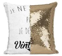 Fabulous Housse de Coussin à Sequin - Paillettes Doré Je Ne Vieillis Pas Je Deviens Vintage [40 x 40 cm] Doré G