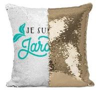 Fabulous Housse de Coussin à Sequin - Paillettes Doré Je suis Jardinier et Fier [40 x 40 cm] Doré G