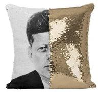 Fabulous Housse de Coussin à Sequin - Paillettes Doré John F. Kennedy JFK President Etats Unis [40 x 40 cm] Doré G