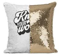 Fabulous Housse de Coussin à Sequin - Paillettes Doré Know Your Worth [40 x 40 cm] Doré G