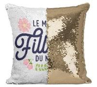 Fabulous Housse de Coussin à Sequin - Paillettes Doré Le Meilleur Filleul du Monde [40 x 40 cm] Doré G