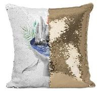 Fabulous Housse de Coussin à Sequin - Paillettes Doré Le monde entre tes main [40 x 40 cm] Doré G