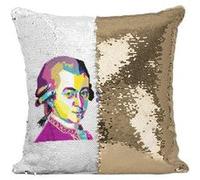 Fabulous Housse de Coussin à Sequin - Paillettes Doré Le Vrai Génie Sans Coeur Est Un Non-sens Mozart [40 x 40 cm] Doré G