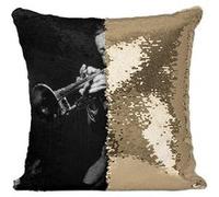Fabulous Housse de Coussin à Sequin - Paillettes Doré Lee Morgan Trompettiste [40 x 40 cm] Doré