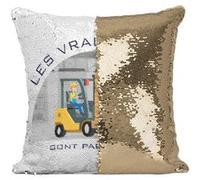 Fabulous Housse de Coussin à Sequin - Paillettes Doré Les Vrais Héros - Cariste [40 x 40 cm] Doré G