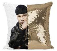 Fabulous Housse de Coussin à Sequin - Paillettes Doré LL Cool J Rapper New York [40 x 40 cm] Doré G