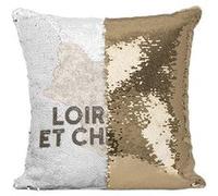 Fabulous Housse de Coussin à Sequin - Paillettes Doré Loir et Cher carte ancienne [40 x 40 cm] Doré G