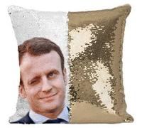 Fabulous Housse de Coussin à Sequin - Paillettes Doré Macron Clin d'Oeil President [40 x 40 cm] Doré G