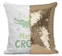 Fabulous Housse de Coussin à Sequin - Paillettes Doré Maman Croco Crocodile [40 x 40 cm] Doré G