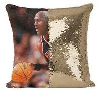 Fabulous Housse de Coussin à Sequin - Paillettes Doré Michael Jordan Maillot Noir Chicago Bulls [40 x 40 cm] Doré G