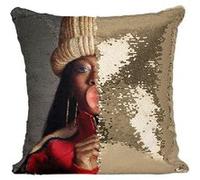 Fabulous Housse de Coussin à Sequin - Paillettes Doré Missy Elliott Chewing Gum [40 x 40 cm] Doré G