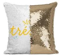 Fabulous Housse de Coussin à Sequin - Paillettes Doré Mon Trésor [40 x 40 cm] Doré G