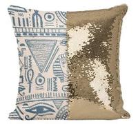 Fabulous Housse de Coussin à Sequin - Paillettes Doré Motif Hieroglyphes Egyptiens [40 x 40 cm] Doré G