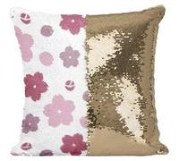 Fabulous Housse de Coussin à Sequin - Paillettes Doré Motif Sakura Simple Rose [40 x 40 cm] Doré G