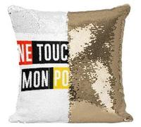 Fabulous Housse de Coussin à Sequin - Paillettes Doré Ne Touches Pas Mon Pop Corn [40 x 40 cm] Doré G