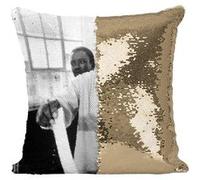 Fabulous Housse de Coussin à Sequin - Paillettes Doré Nelson Mandela Premier Vote [40 x 40 cm] Doré G