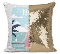 Fabulous Housse de Coussin à Sequin - Paillettes Doré Nice Promenade des Anglais [40 x 40 cm] Doré G