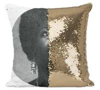 Fabulous Housse de Coussin à Sequin - Paillettes Doré Nina Simone Chanteuse 1 [40 x 40 cm] Doré G