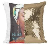 Fabulous Housse de Coussin à Sequin - Paillettes Doré Nina Simone Roman Gilles Leroy Couverture de Livre [40 x 40 cm] Doré G