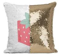 Fabulous Housse de Coussin à Sequin - Paillettes Doré Poche Fraise [40 x 40 cm] Doré G