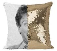 Fabulous Housse de Coussin à Sequin - Paillettes Doré Robin Williams Portrait Comedie [40 x 40 cm] Doré G