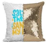 Fabulous Housse de Coussin à Sequin - Paillettes Doré Salt in the Air Sand in My Hair [40 x 40 cm] Doré G