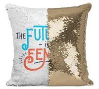 Fabulous Housse de Coussin à Sequin - Paillettes Doré The Future is Female [40 x 40 cm] Doré G