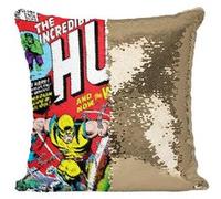 Fabulous Housse de Coussin à Sequin - Paillettes Doré The Hulk and Wolverine Couverture BD [40 x 40 cm] Doré G