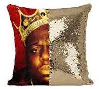 Fabulous Housse de Coussin à Sequin - Paillettes Doré The Notorious Big Roi [40 x 40 cm] Doré G