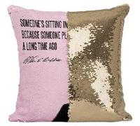 Fabulous Housse de Coussin à Sequin - Paillettes Doré Tree Citation Anglais Warren Buffet [40 x 40 cm] Doré G