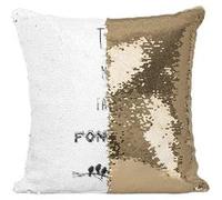 Fabulous Housse de Coussin à Sequin - Paillettes Doré Tu Me Fais Fondre Petits Oiseaux sur une Branche [40 x 40 cm] Doré G